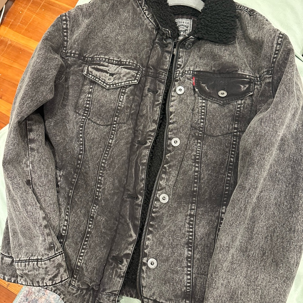 Levi's Charcoal Denim Jacket with Sherpa Collar
